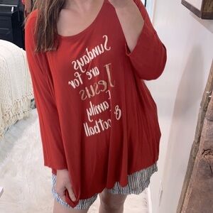 Cato long sleeve T-shirt  size 22/24W Sundays are for Jesus Family and Football